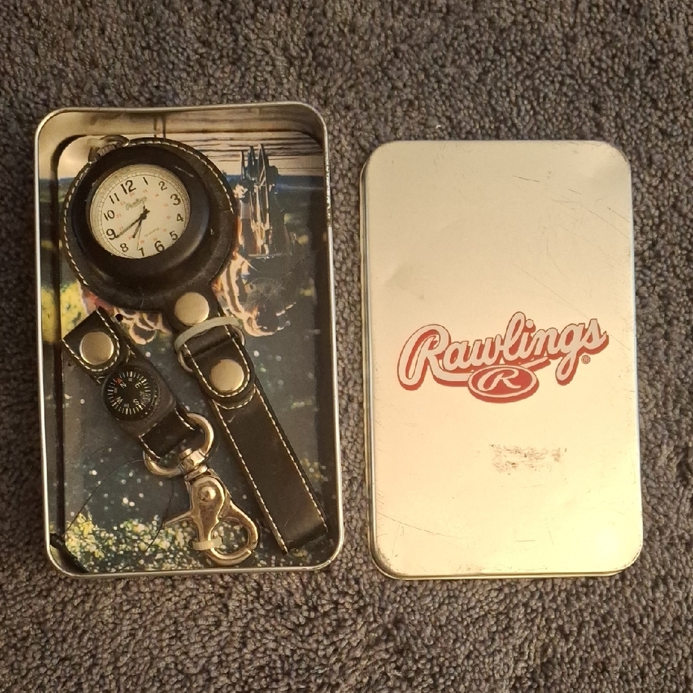 Rawlings Black Leather Keychain Set